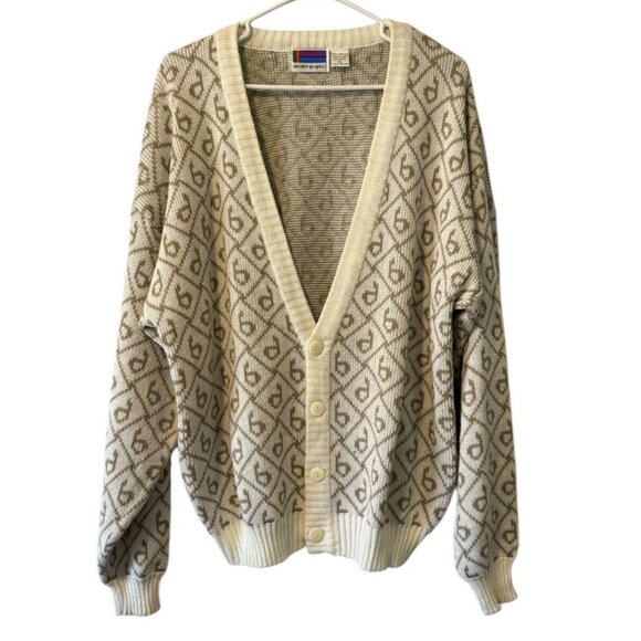 Sweater Graphix Cardigan Sweater‎ Men's XL 90's Grandpa Cabincore Classic VTG - Picture 1 of 11